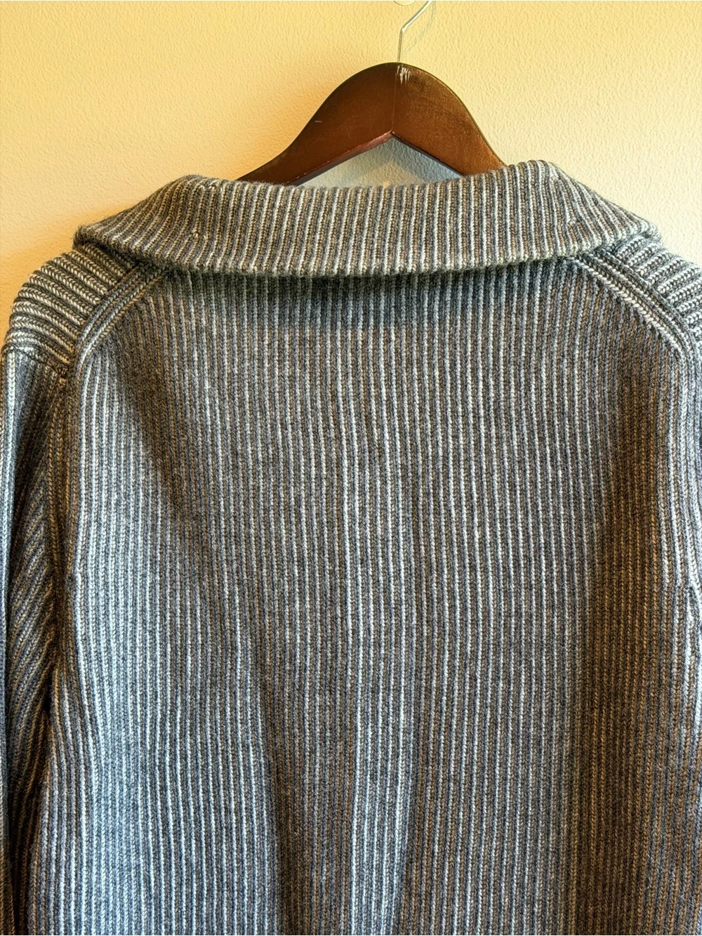 NWT BANANA REPUBLIC RIBBED MERINO HALF-ZIP SWEATER GRAY SMALL